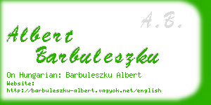 albert barbuleszku business card